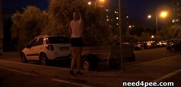  Crazy pissing on the street with amateur babes